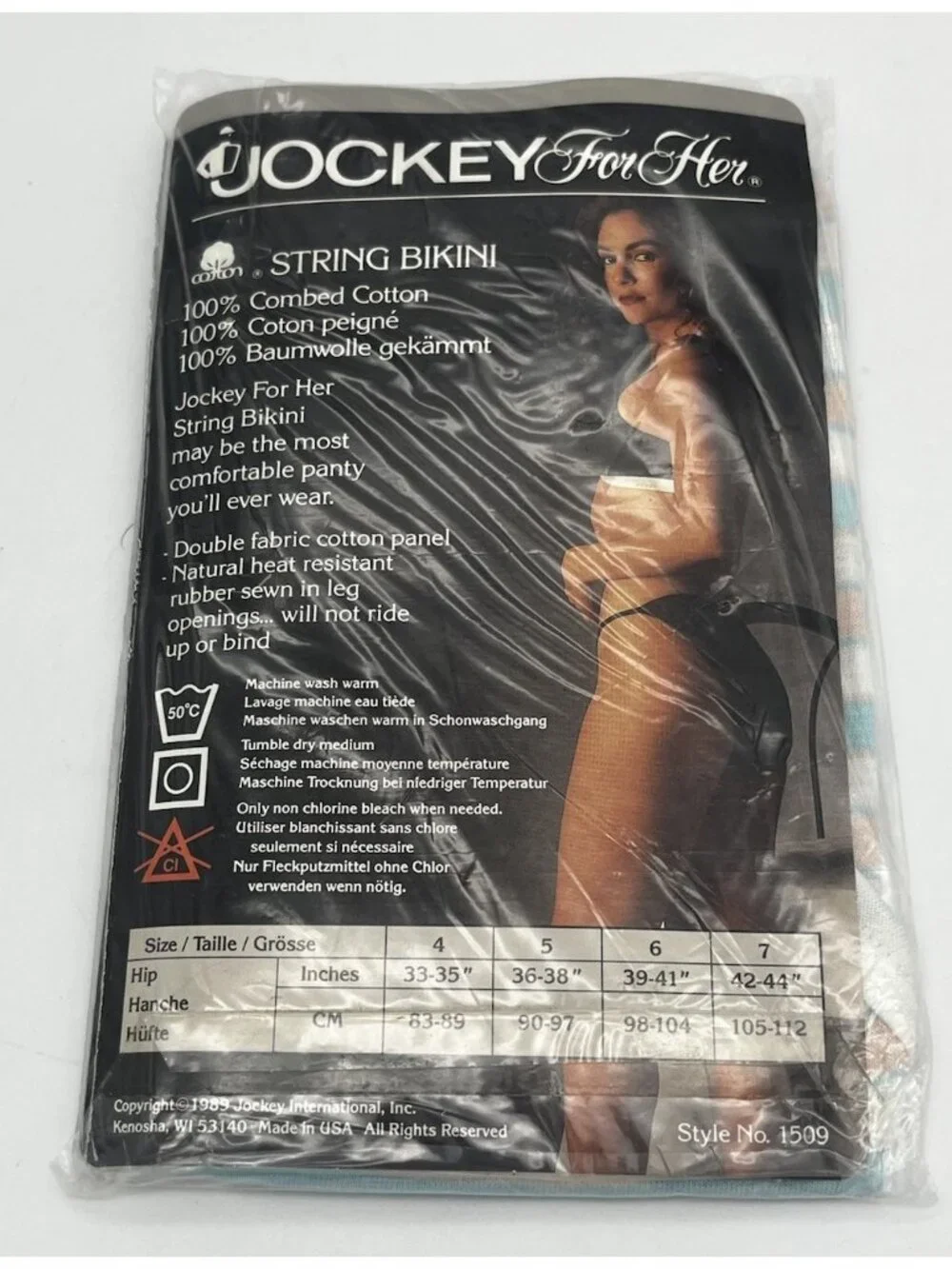 Vintage 1989 Jockey for Her String Bikini 100% Cotton Stripe Size 6 39-41 1509 - Picture 2 of 2